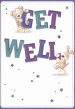 Bursting with positivity and playful charm, this illustrated get well card features a joyful teddy bear and a spirited puppy, each delighting in the bright, bold letters spelling out 'Get Well.' The indigo and teal hues jump from the soft cream background, bringing clarity and vibrancy reminiscent of South Wimbledon's open greens. Scattered stars in shades of purple and blue glimmer across the design, creating an atmosphere of hope and cheer. There's a tactile softness to the illustrated fur-a comforting invitation to imagine their gentle embrace. This card offers more than just a message; it brings a gentle sense of care, perfect for sharing heartfelt comfort with someone recovering in South Wimbledon, whether delivered with a bouquet or as a standalone wish.